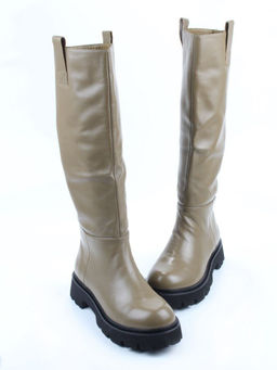 02-E39B-53JN GREEN Сапоги демисезонные женские (натуральная кожа)