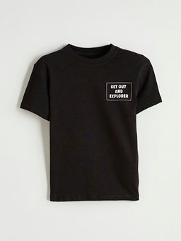 Bisiklet Yaka Bask?l? Erkek ?ocuk Ti??rt