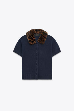 ANIMAL PRINT COLLAR KNIT CARDIGAN - Zara фото 7