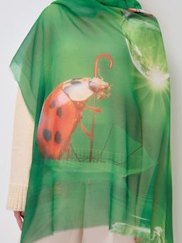 Большой, красивый двусторонний платок с рисунком в стиле арт-декои необычной текстурой ткани - Tantino фото 6