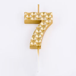 Свеча в торт на шпажке Соты, цифра 7, 7 см, золото - Simaland фото 3