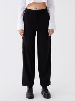 Dar Fit D?z Geni? Pa?a Kad?n Kargo Pantolon