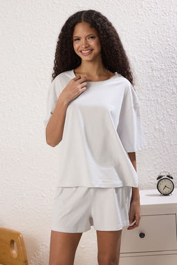 Trendyolmilla Cok Renkli 3lu Paket %100 Pamuklu Cicekli Sortlu Orme Pijama Tak?m? THMSS25PT00419  фото 2