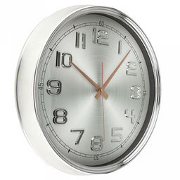 Часы настенные Гигант д41,5см, h6см, мягкий ход, циферблат серый полосатый; цифры арабские, серебряный; корпус пластик, серебряный; в коробке (Китай) - Домашняя мода фото 2