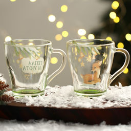 Кружки новогодние стеклянные Тепла и уюта!, 2 шт. по 300 мл - Дорого внимание фото 3