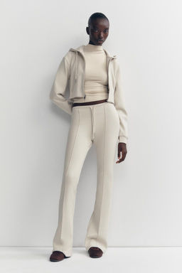 STITCHED INTERLOCK BELL BOTTOM TROUSERS - Zara фото 2