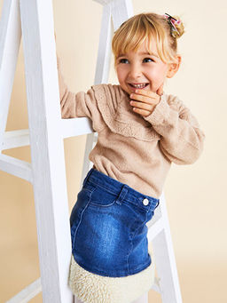 Beli Lastikli Basic K?z Bebek Jean Etek ve K?lotlu ?orap 2li Tak?m - Waikiki фото 3