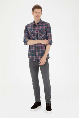 Мужская рубашка с длинным рукавом цвета индиго - U.s. polo assn фото 4