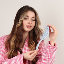 Расчёска массажная, для сушки волос, 7,5 × 23,5 см, цвет голубой