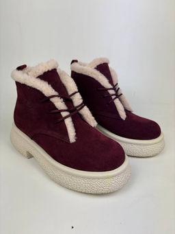 Ботинки 308.агатаw. бордo замша з уценка
