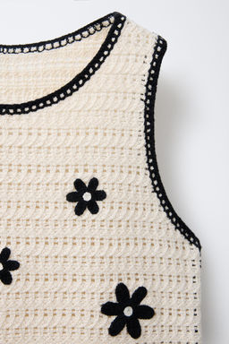 FLORAL CROCHET KNIT TOP - Zara фото 3
