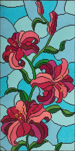 Кристальная (алмазная) мозаика ФРЕЯ ALV-117 Лилия. Витраж СК/Уценка 60 х 30 см