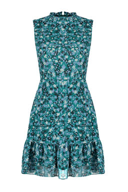 TRENDYOLMILLA Kiremit Cicekli A Kesim F?rf?rl? Astarl? Mini Dokuma Elbise TWOSS20EL0681  фото 7