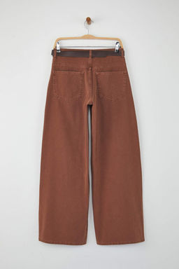 Ozel Koleksiyon Kahverengi Kemerli Dikis Detayl? Dusuk Bel Loose Baggy Jeans TWOAW26JE00020 - Trendyolmilla фото 6