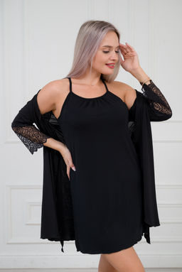 Халат женский из вискозы Адель Нуар черный - Амадэль фото 4