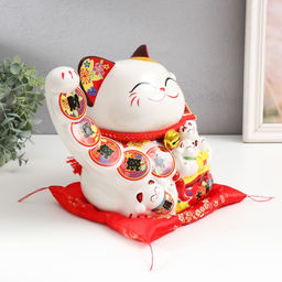 Маятник настольный антистресс «Манэки-нэко как источник благополучия», керамика, от батареек, 16×23×19.5 см