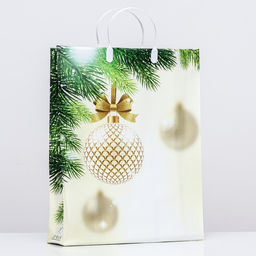 Пакет новогодний «Белый игрушки», мягкий пластик, 42×32 см