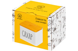 Емкость для хранения 1,5 л 14*11*11 см "Сахар" с бамбуковой крышкой, белая