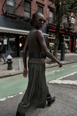 MIDI CONTRAST DRESS WITH BELT - Zara фото 4