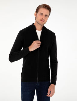 Siyah Slim Fit Fermuarl_ Triko H_rka - Pierre cardin фото 3