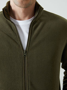 Dik Yaka Uzun Kollu Polar Erkek Fermuarl? Sweatshirt