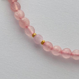 Бусы с подвеской "Клевер" из Розового кварца с Кунцитом 42 см +