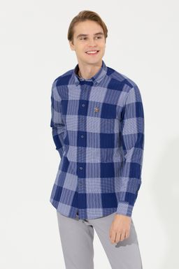U. S. Polo Assn / Мужская синяя рубашка в клетку - U.s. polo assn фото 3