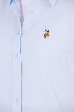 Женская голубая базовая рубашка с длинным рукавом - U.s. polo assn фото 14