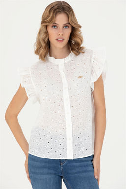 U. S. Polo Assn Женская белая рубашка с коротким рукавом - U.s. polo assn фото 3