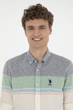 U. S. Polo Assn / Мужская зеленая рубашка с длинным рукавом - U.s. polo assn фото 2
