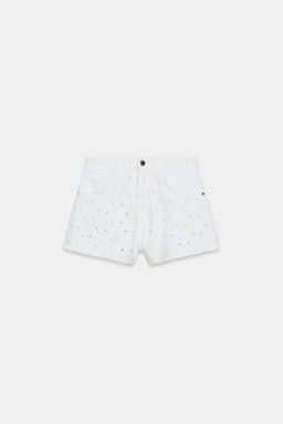 SHORTS Z1975 BORDADOS PERFORADOS TIRO MEDIO / crudo-blanco - Zara фото 6