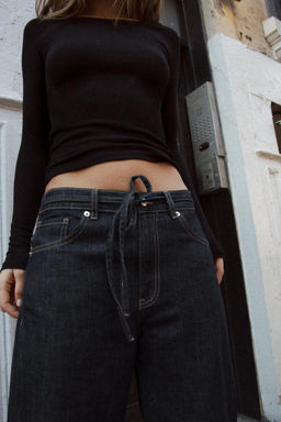 DRAWSTRING DENIM TRF TROUSERS - Zara фото 2