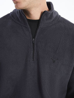 Dik Yaka Uzun Kollu Polar Erkek Fermuarl? Sweatshirt