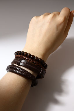 Набор браслетов «Парун», 4 шт. кожа, коричневый, d=7.5 см