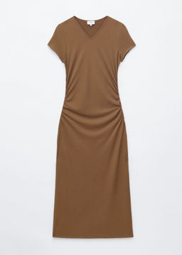 Vestido midi en punto de piqu?