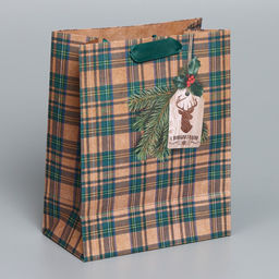 Цена за 2 шт. Пакет подарочный новогодний крафтовый «For man», MS 18×23×10 см