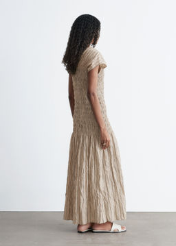 Maxivestido fruncido con nido de abeja - H&m фото 5