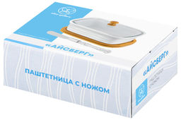 Паштетница 14,5*11*9 см 330 мл Айсберг волны со стекл. крышкой на дер. подставке + нож!!! - Elan gallery фото 22