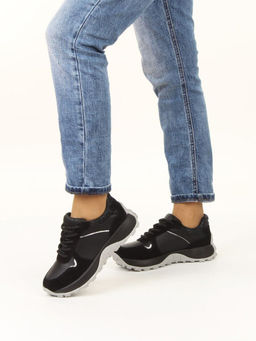 03-A104-1 BLACK Кроссовки женские (натуральная кожа, натуральная замша)