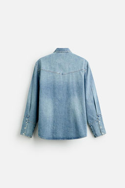 DENIM SHIRT WITH POCKETS - Zara фото 7