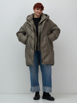 Пальто двубортная зимнее утепленное женское светло-коричневого цвета 7732SK - Visdeer фото 11