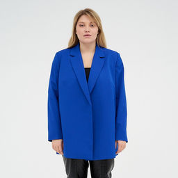 Пиджак женский с поясом MIST plus-size, размер 60, синий