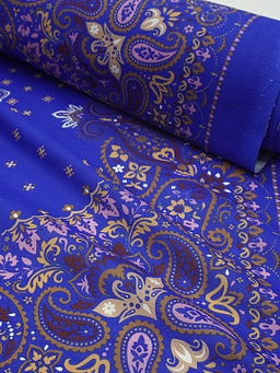 Ситец Восточные узоры (Гол.платок 0.95м*0.95м) цв.васильковый, ш.0.95м, хлопок-100%, раппорт 1м