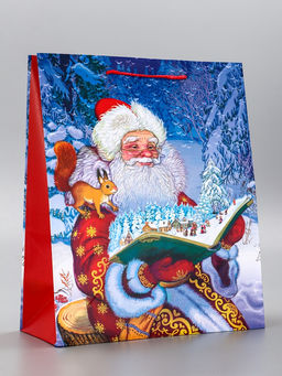 Цена за 2 шт. Пакет подарочный новогодний ламинированный, «Дед Мороз», 26×12×32 см