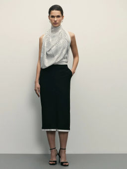 Юбка миди с контрастной деталью по низу / Zarina