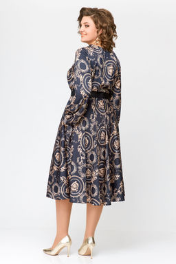 Платье Swallow 707 черный+бежевый принт