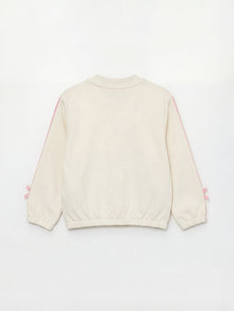 Stitch ve Angel Bask?l? K?z ?ocuk Fermuarl? Sweatshirt