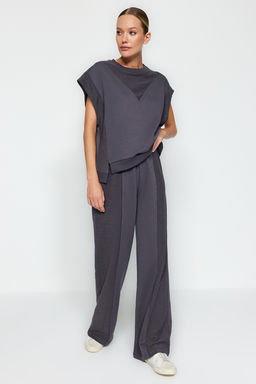 Antrasit Yuksek Bel Kal?n Orme Esofman Alt? Pantolon TWOAW24EA00015