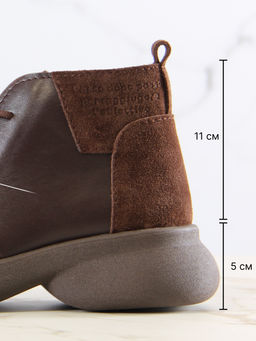 Ботинки 305.927br.Шоколадная кожа+коричневая замша/шерсть