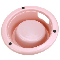 Миска для кормления животных из нержавеющей стали Шляпа 0,4л, д14см h3,4см, пластмассовая подставка д22х8-6см, скошенная, цвета микс (Китай) - Pet toys фото 4